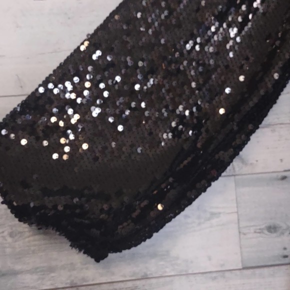 Melloday Sequin Balloon Sleeve Striped Midi Dress Black Small - Picture 5 of 10